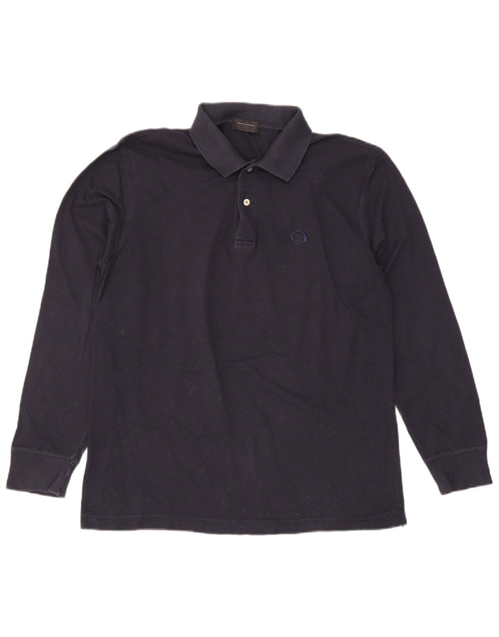 Sergio Tacchini Herren-Langarm-Poloshirt, Größe L, Marineblau