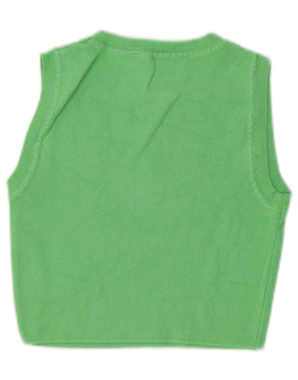 Zara Damen Crop Vest Top UK 10 Small Grüne Viskose