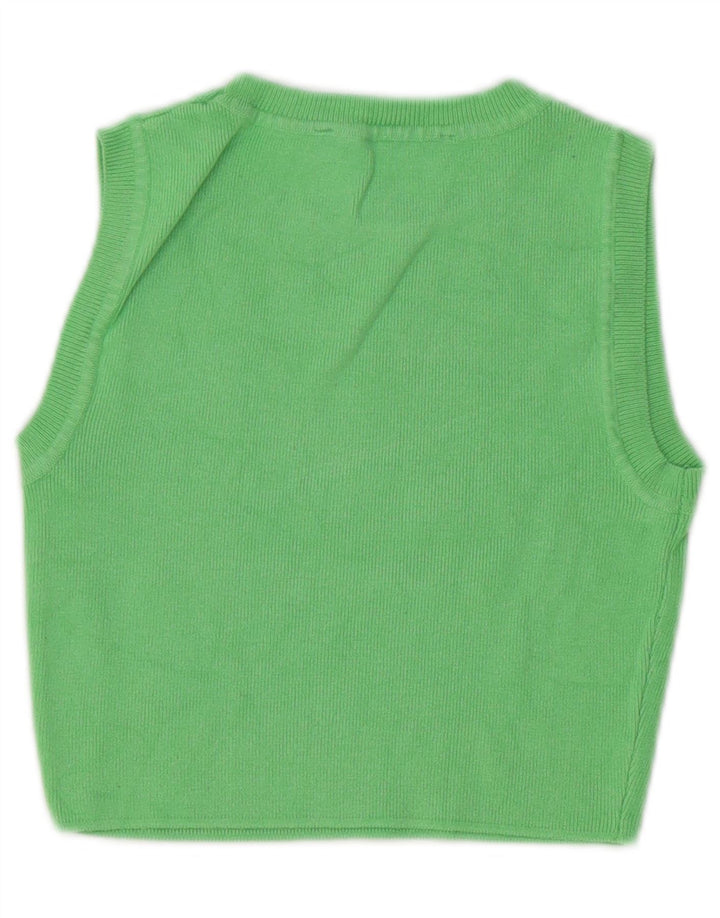 Zara Damen Crop Vest Top UK 10 Small Grüne Viskose