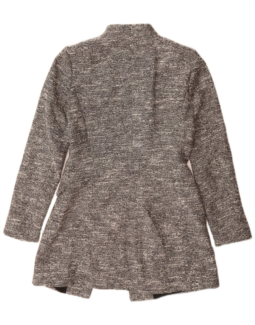 Zara Womens Open Overcoat UK 10 Small Grau gesprenkelte Baumwolle