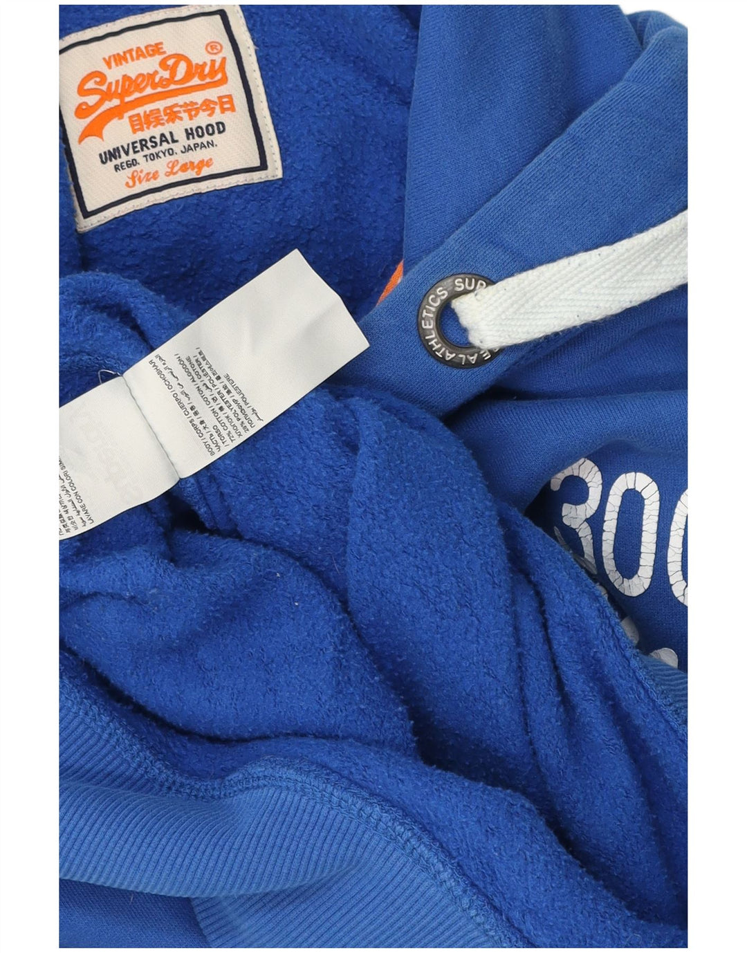 Superdry Herren-Kapuzenpullover mit Grafik, groß, aus blauer Baumwolle