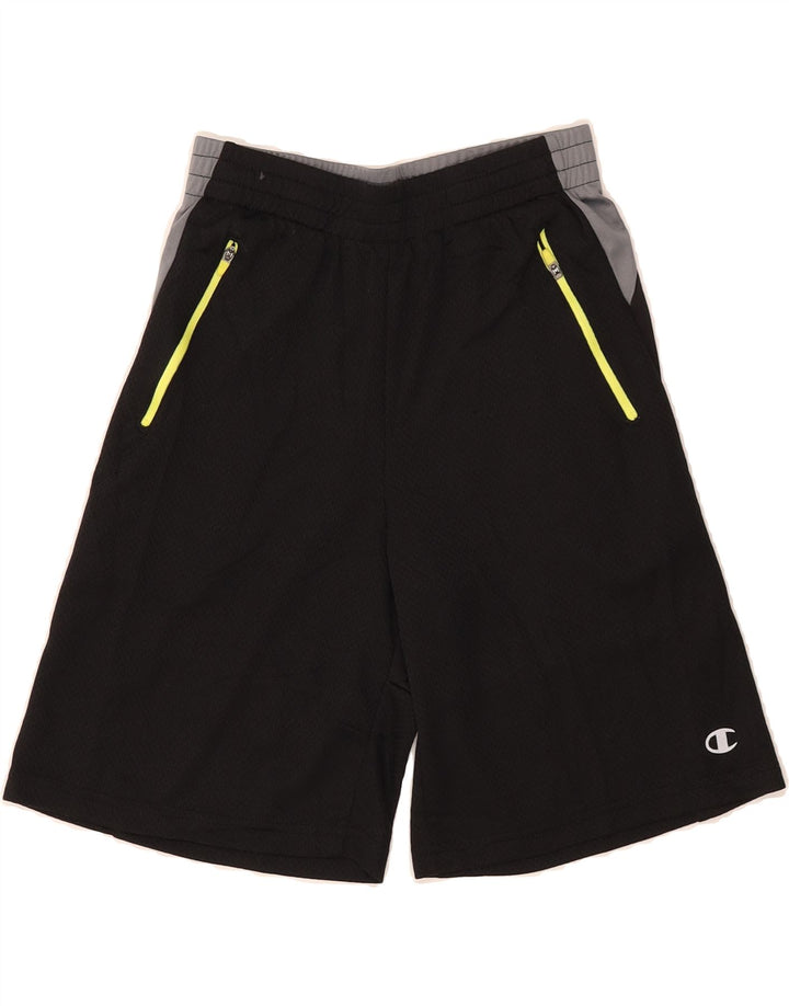CHAMPION Boys Sport Shorts 10-11 Years Black Colourblock Polyester Vintage Champion and Second-Hand Champion from Messina Hembry 