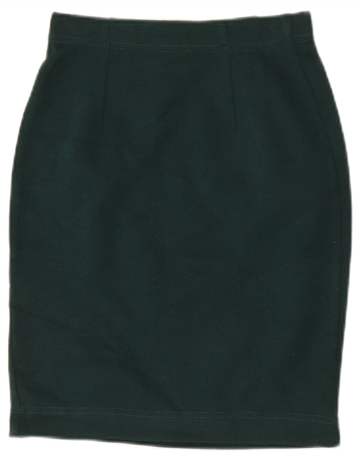 Vintage Damen Bleistiftrock IT 40 Small W32 Grüne Wolle