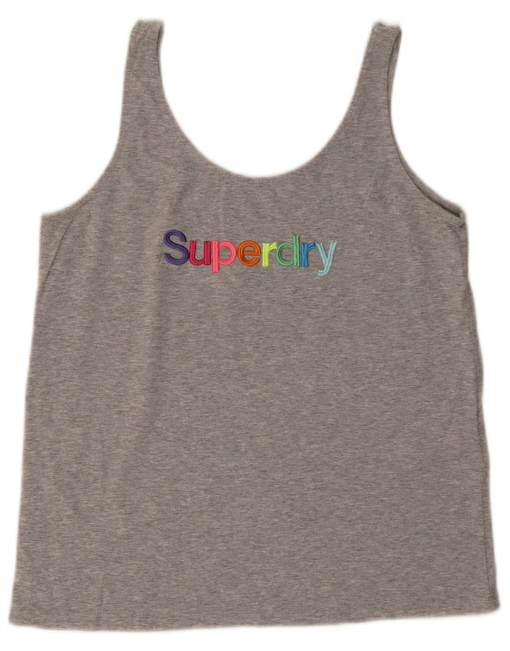 Superdry Damen Grafik-Trägershirt UK 8 Small Grau Baumwolle