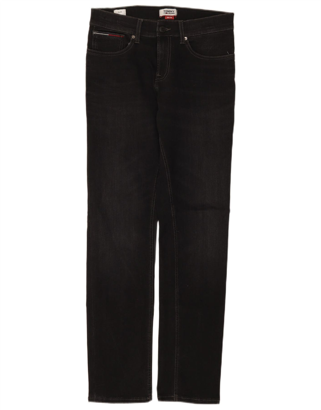 Tommy Hilfiger Herren Slim Jeans W30 L32 Schwarz Baumwolle