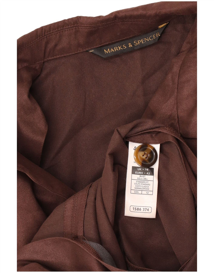 Marks & Spencer Damen-Blazerjacke mit 3 Knöpfen, Gr. 14, Braun, Polyester
