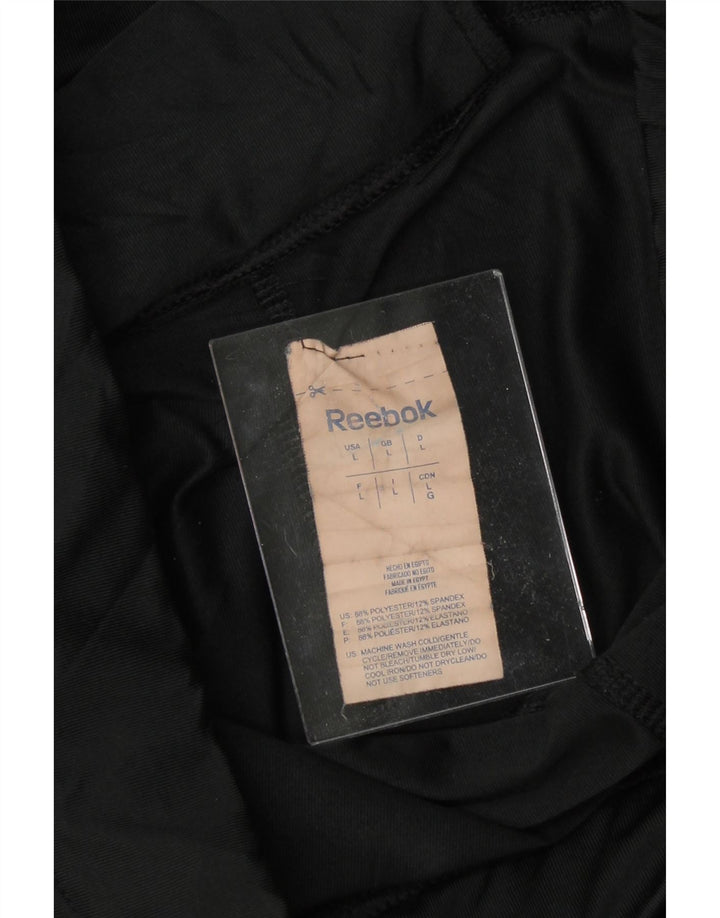 REEBOK Womens Leggings UK 14 Large Black Polyester Vintage Reebok and Second-Hand Reebok from Messina Hembry 