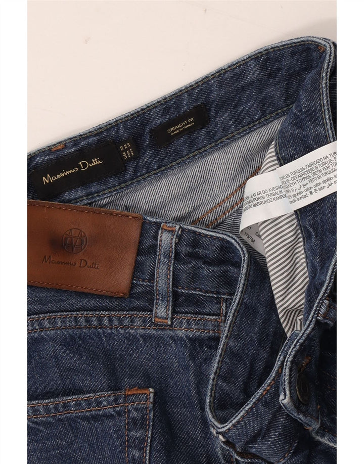 MASSIMO DUTTI Herren Straight Jeans EU 38 Small W30 L30 Blaue Baumwolle