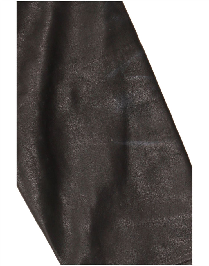 JAEGER Damen Lederjacke UK 12 Mittelschwarzes Leder