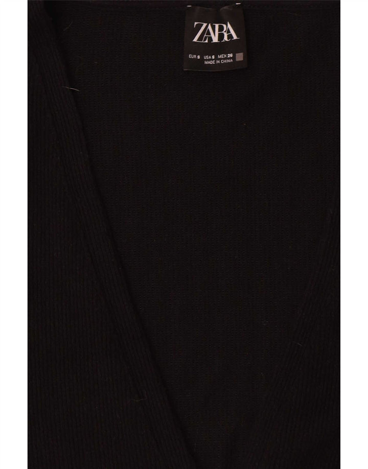 Zara Damen Longline-Cardigan-Pullover UK 10 Small Schwarz Polyester