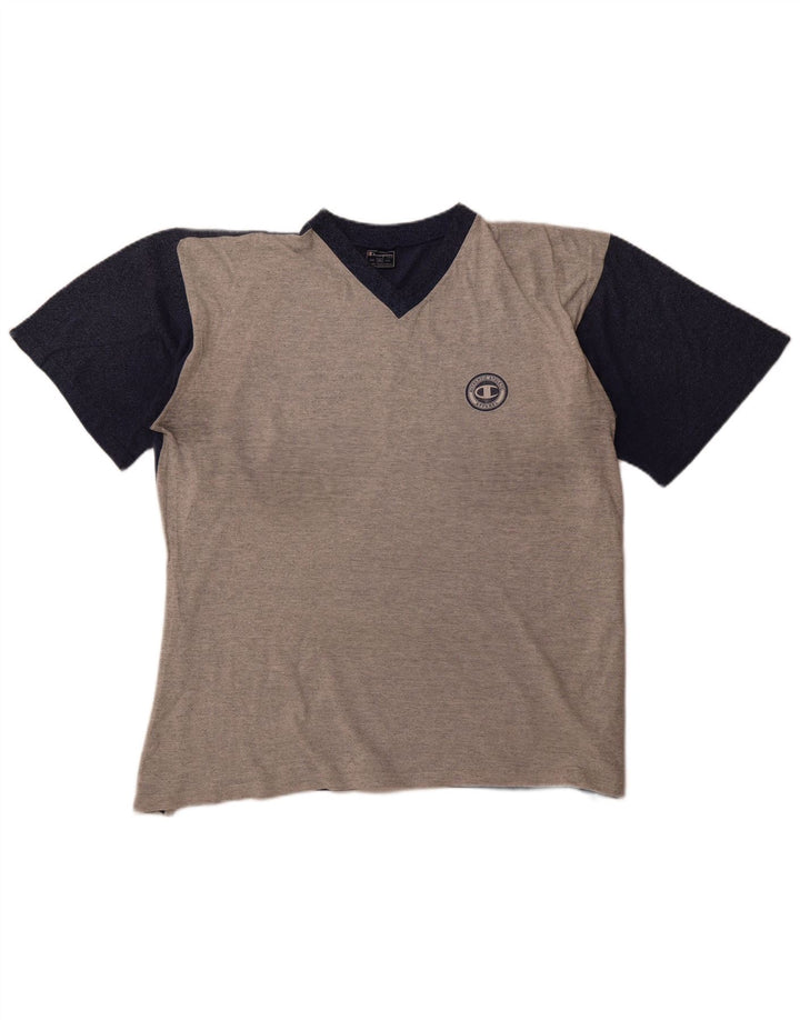 CHAMPION Herren T-Shirt Top 2XL Grau Colourblock Baumwolle
