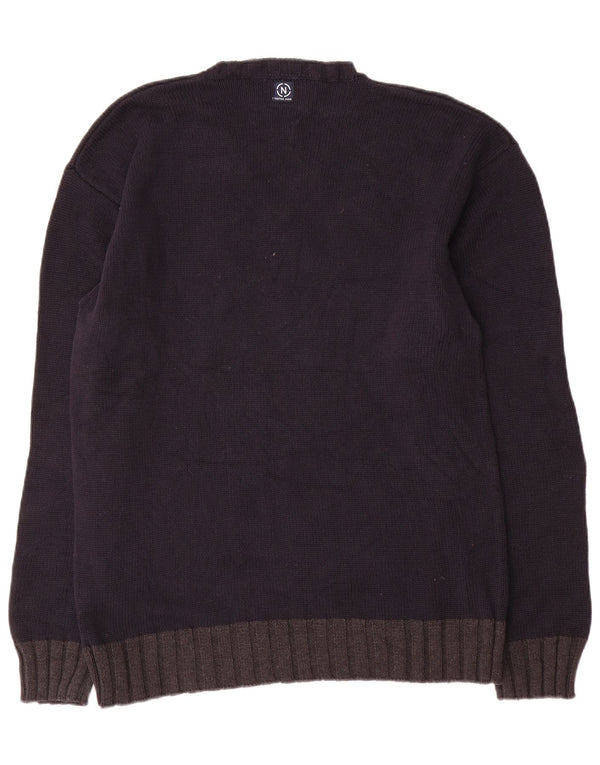 Nautica Herren-Pullover mit V-Ausschnitt, groß, marineblau, Colourblock-Baumwolle