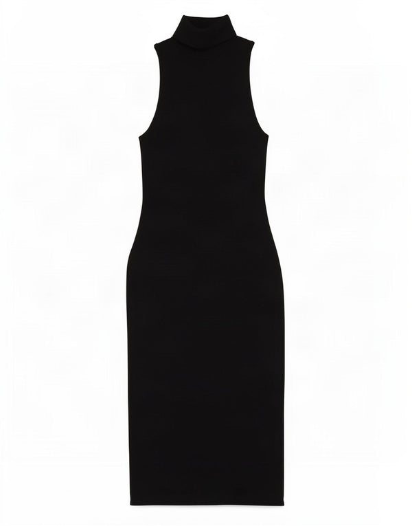 Zara Damen ärmelloses Pulloverkleid UK 12 Mittelschwarze Baumwolle
