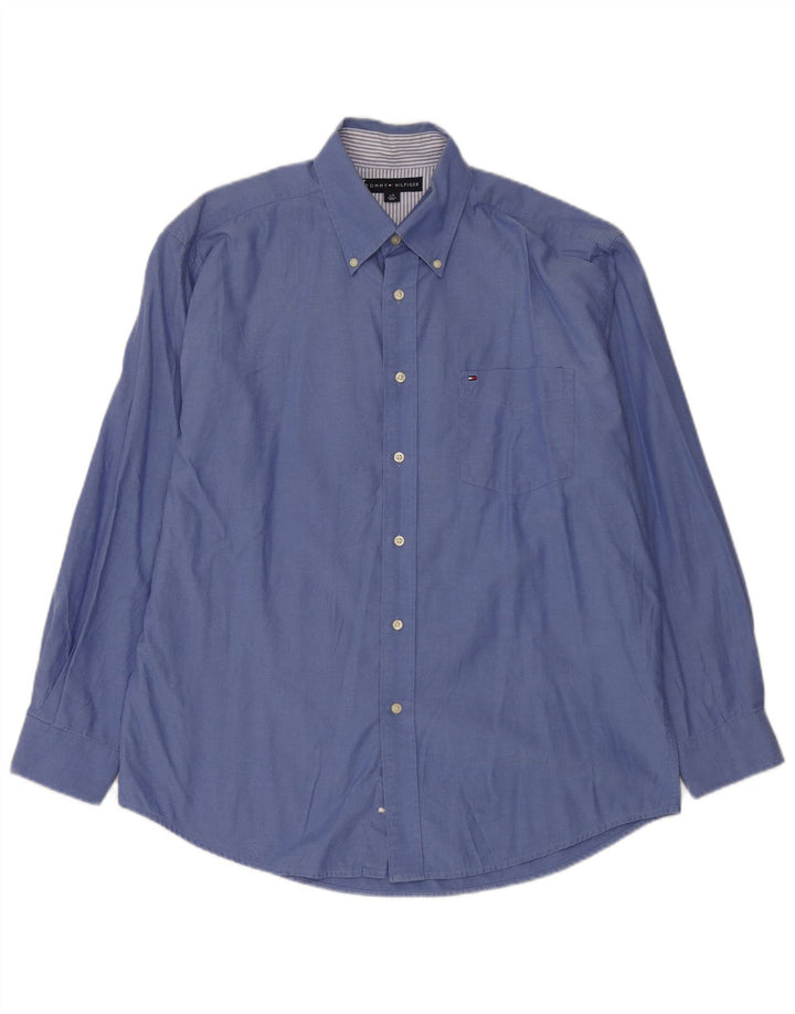 Tommy Hilfiger Herrenhemd, große blaue Baumwolle