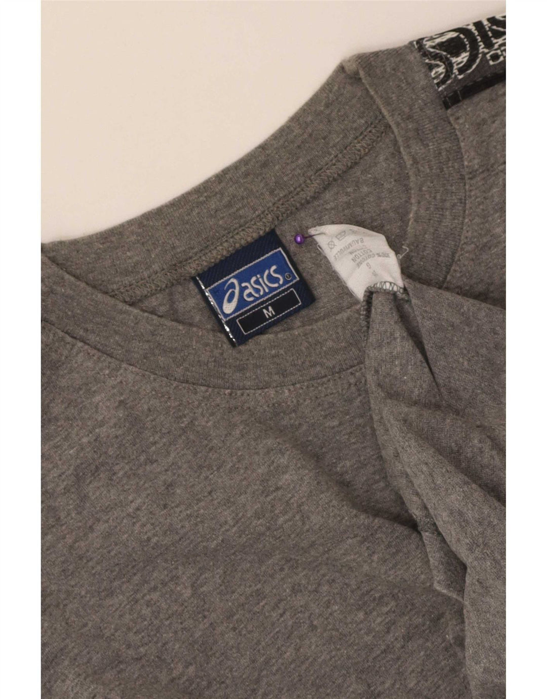 Asics Herren Grafik-T-Shirt-Oberteil aus mittelgrau gefleckter Baumwolle