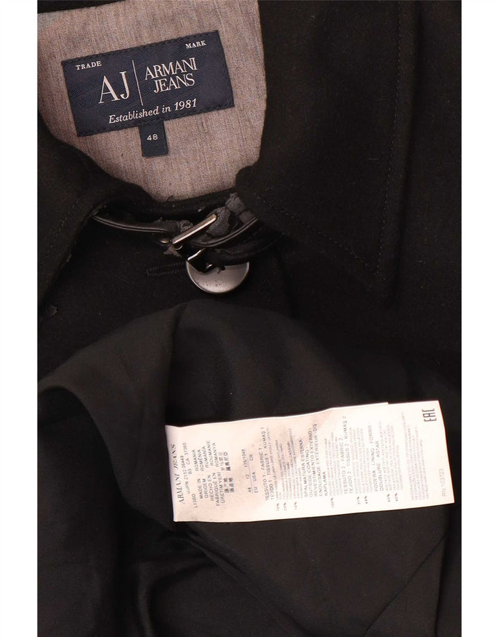Armani Jeans Damen Mantel IT 48 XL Schwarze Wolle