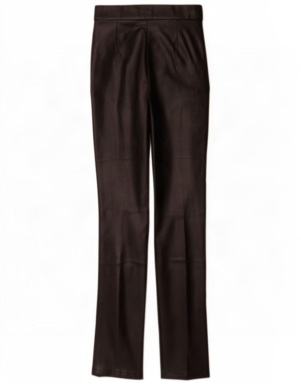 Zara Damen Bootcut-Kunstlederhose XS W24 L33 Schwarzes Polyurethan