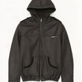 Superdry Herren Militär-Lederjacke mit Kapuze, UK 38, mittelschwarz