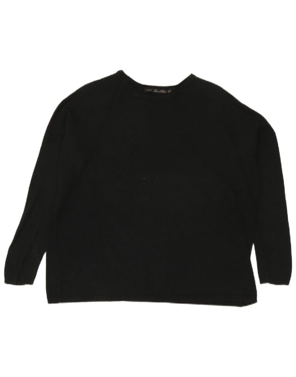 Zara Damen-Pullover, übergroß, U-Boot-Ausschnitt, Gr. 14, mittelschwarz