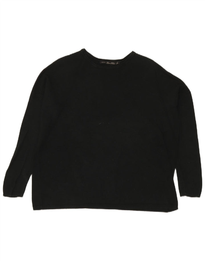 Zara Damen-Pullover, übergroß, U-Boot-Ausschnitt, Gr. 14, mittelschwarz