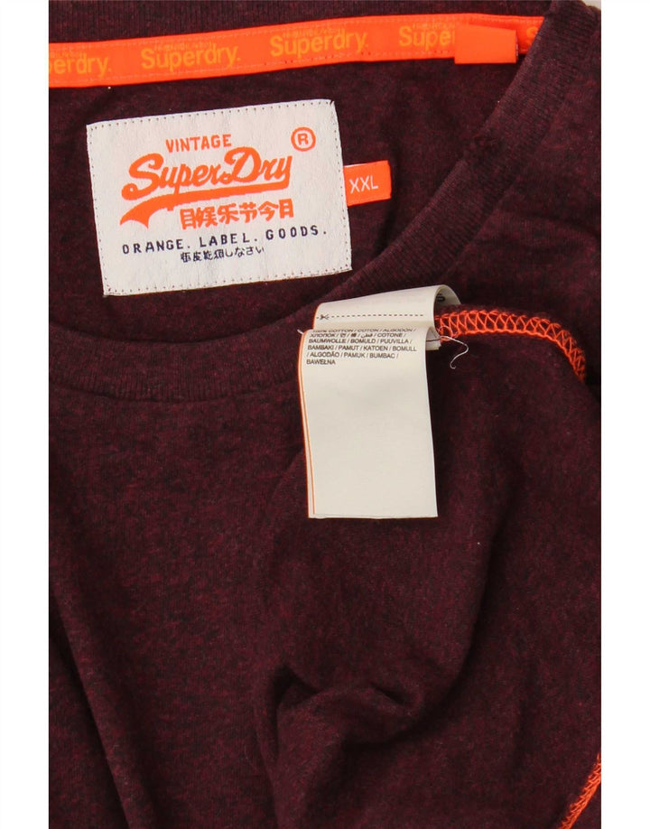 Superdry Herren-Oberteil, langärmelig, 2XL, Burgunderrot, Baumwolle