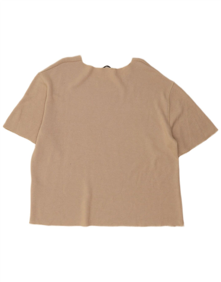 Kurzärmliger Damen-Pullover mit Rundhalsausschnitt von Zara, Gr. 40, Größe L, Beige