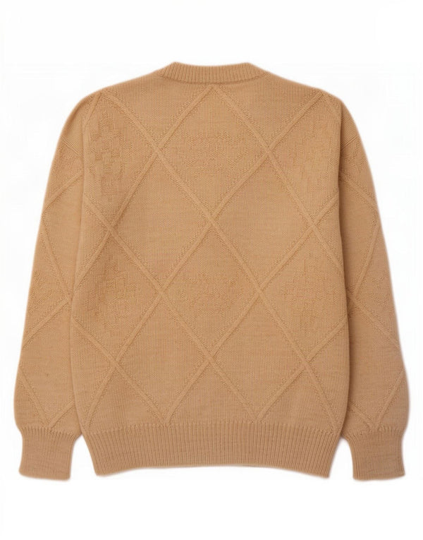 Trussardi Herren-Pullover mit Rundhalsausschnitt, XL, Beige Argyle/Diamond Camelhair