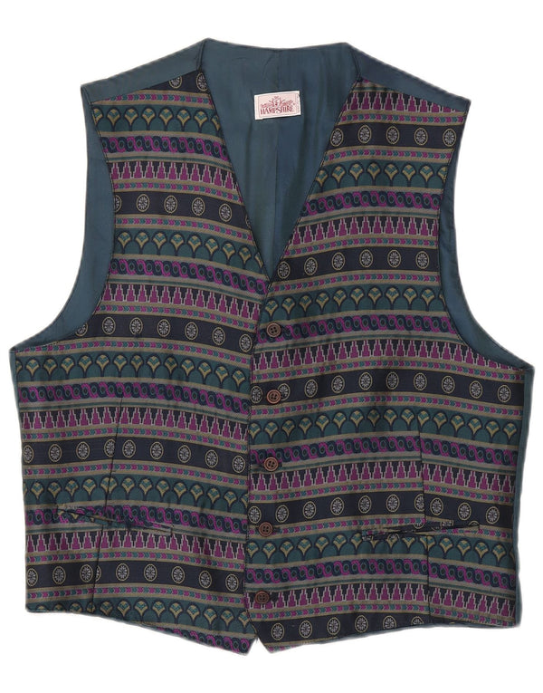 Vintage Herren Weste XL Marineblau Geometrisch Polyester