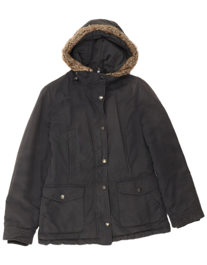 Refrigue Damen-Parka mit Kapuze, UK 10, Größe S, Schwarz, Baumwolle