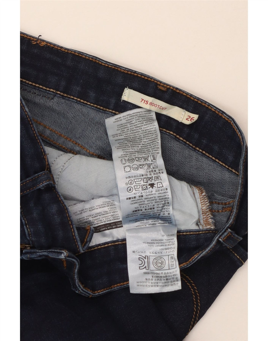 Levi's Damen 715 Bootcut Jeans W26 L28 Marineblau Baumwolle