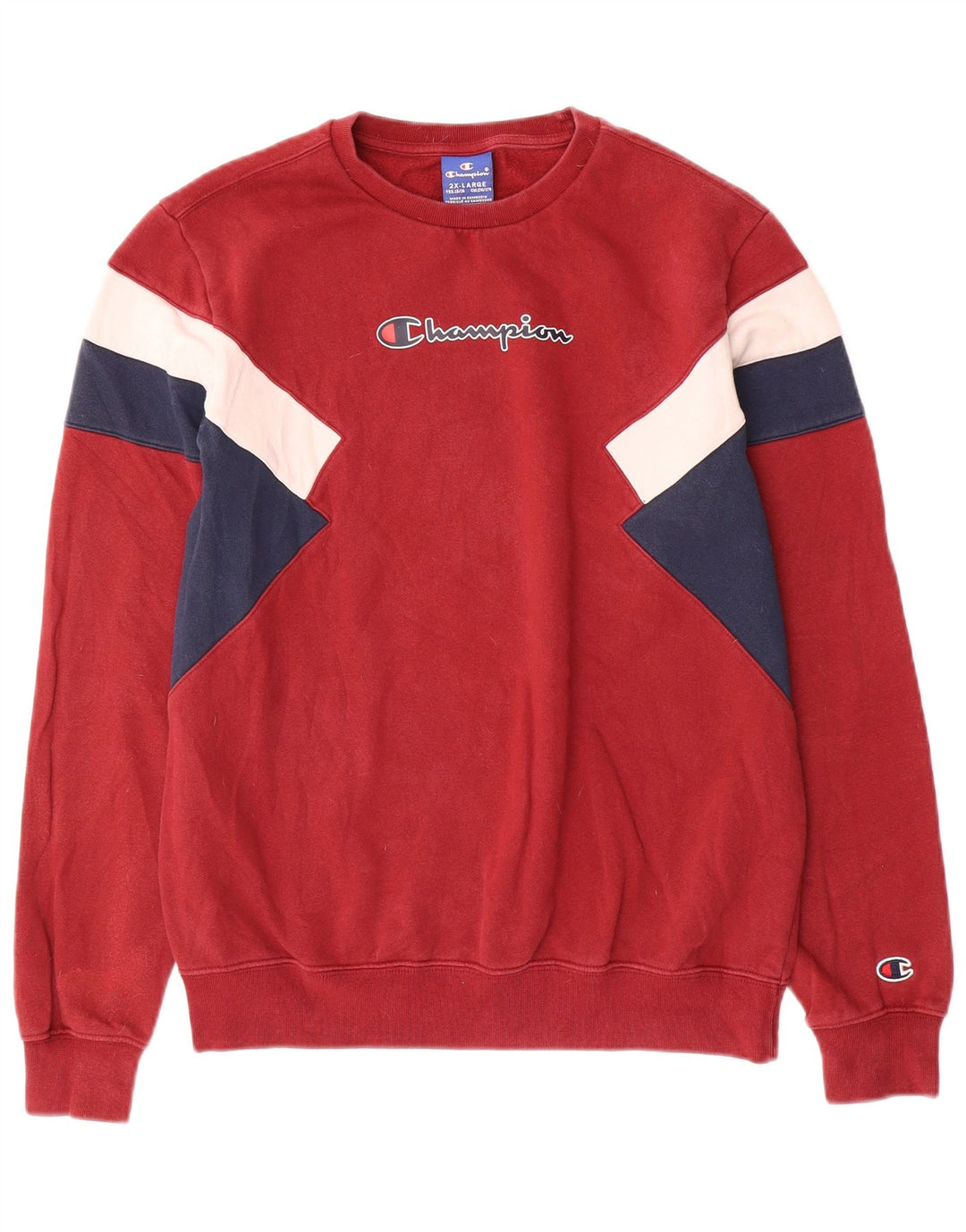 CHAMPION Jungen-Sweatshirt, Pullover, 15–16 Jahre, 2XL, rote Colourblock-Baumwolle