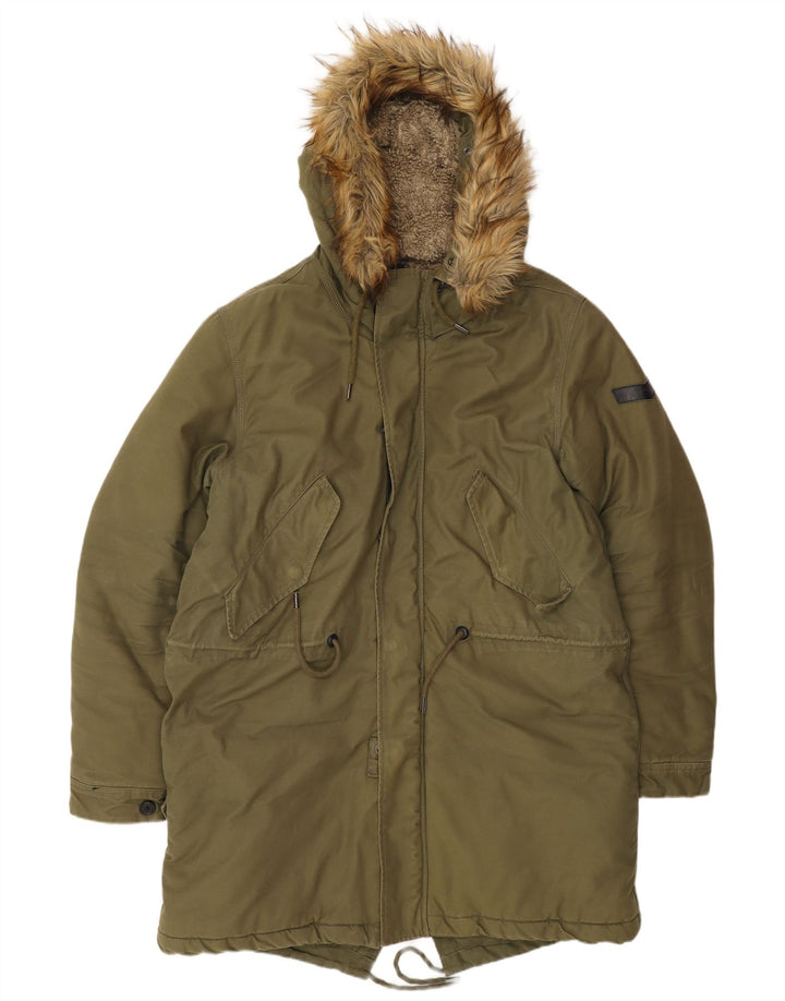 DIESEL Herren-Parka mit Kapuze, UK 42, XL, Khaki, Baumwolle