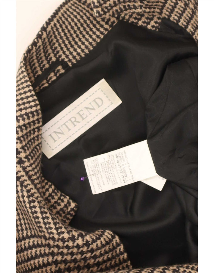 Intrend Damen-Blazer mit durchgehendem Reißverschluss, UK 12, Mittelbraun mit Hahnentrittmuster
