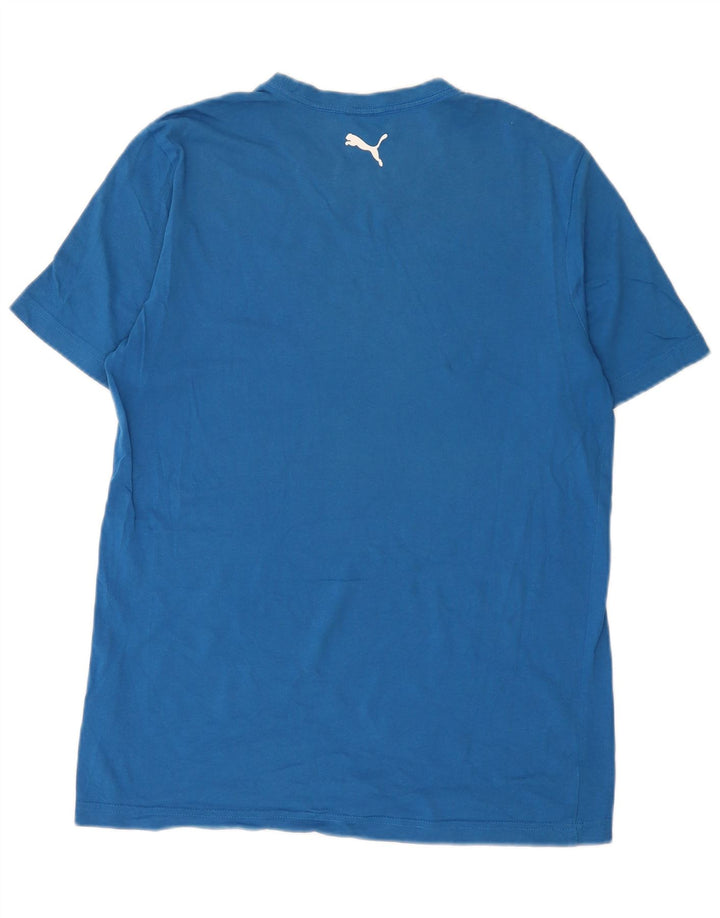 Puma Herren Grafik-T-Shirt-Oberteil aus mittelblauer Baumwolle