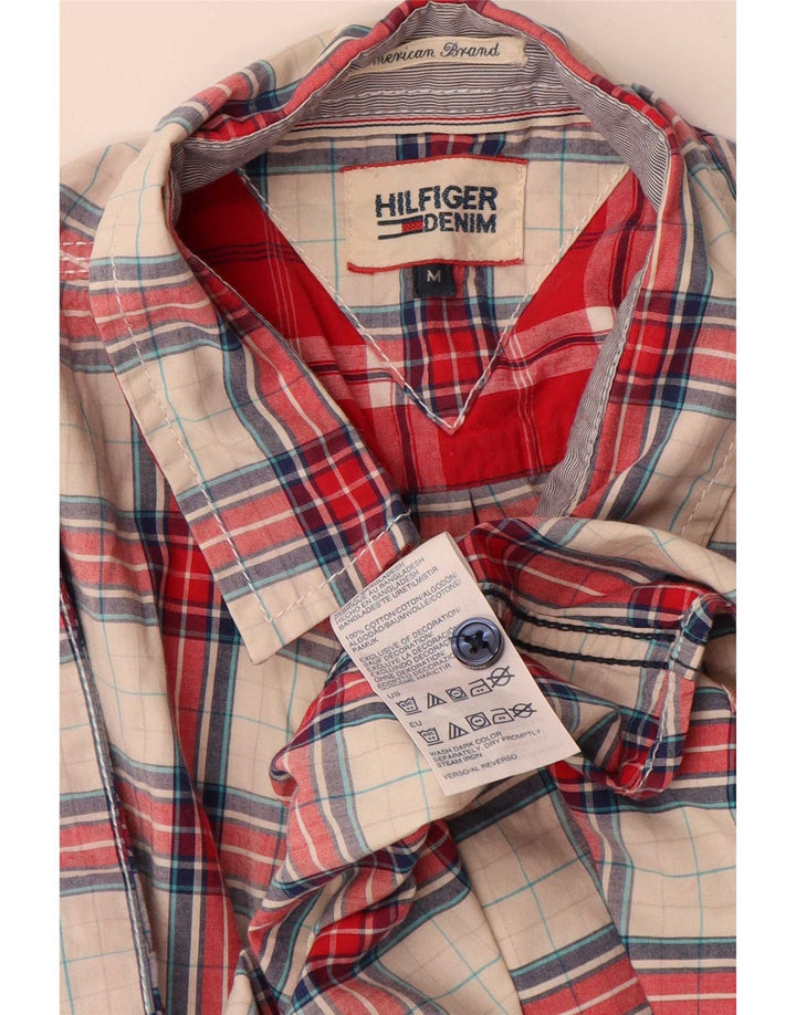 Tommy Hilfiger Herren-Kurzarmhemd aus mittelroter Karo-Baumwolle