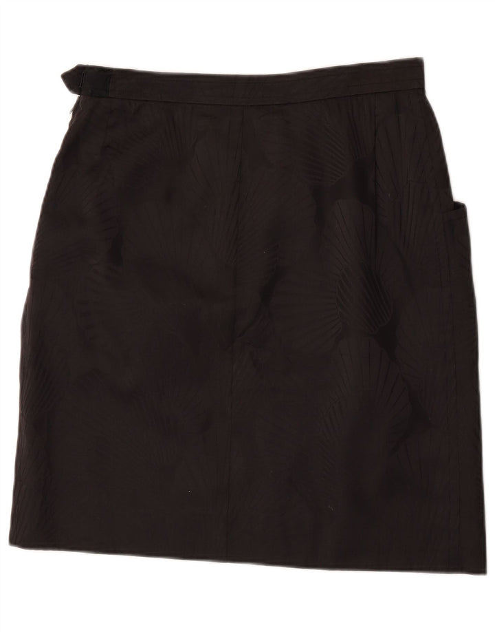 Saint Laurent Damen gerader Rock IT 42 Medium W30 Schwarzer Blumendesigner