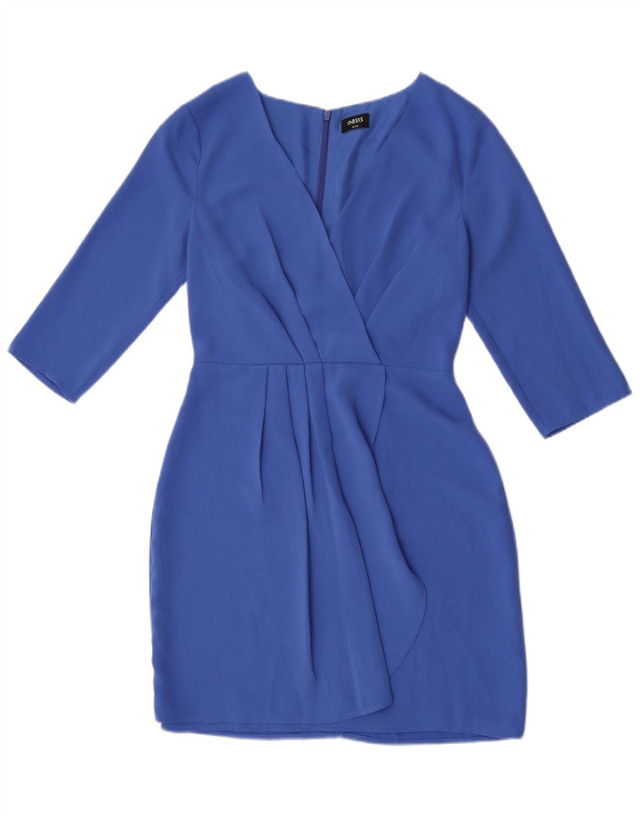 Oasis Damen-Etuikleid mit 3/4-Ärmeln, Größe S, Blau, Polyester