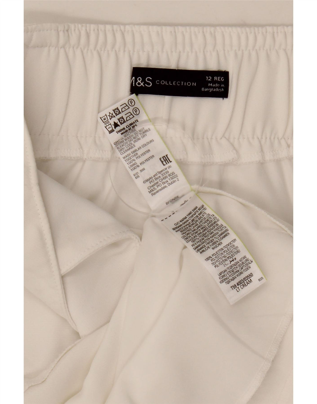 MARKS & SPENCER Gerader Damenrock UK 12 Medium W30 Weiß Polyester