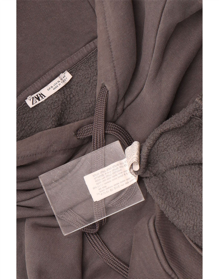 Zara Damen Übergroßer Kapuzenpullover EU 44 XL Graue Baumwolle