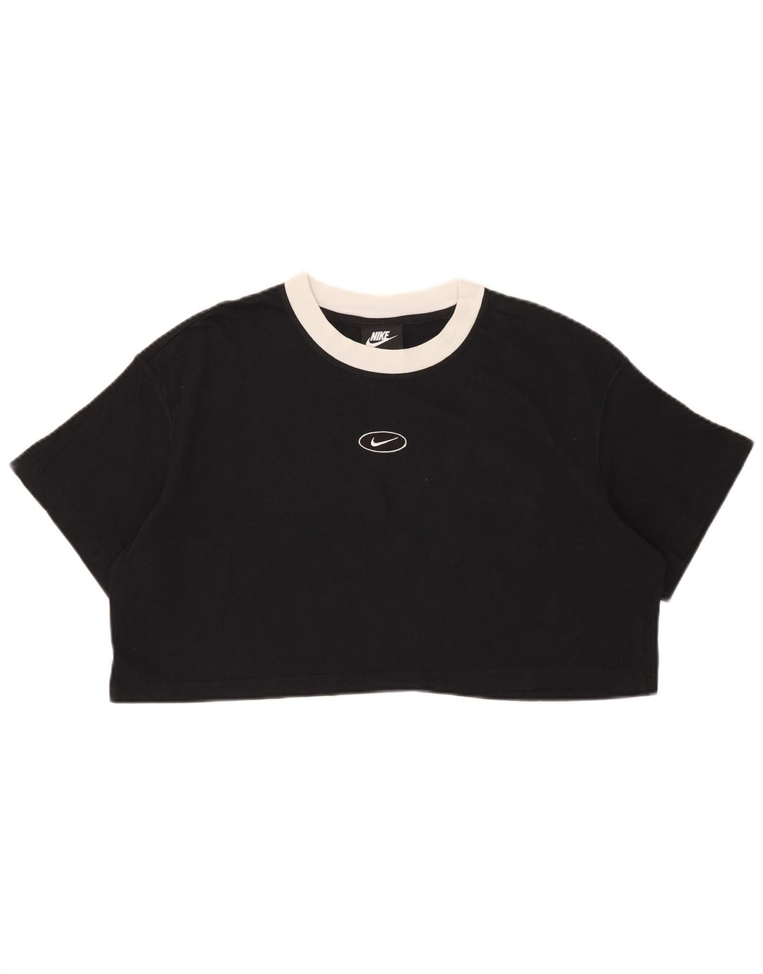Nike Damen Crop Oversized T-Shirt Top UK 14 Medium Schwarz