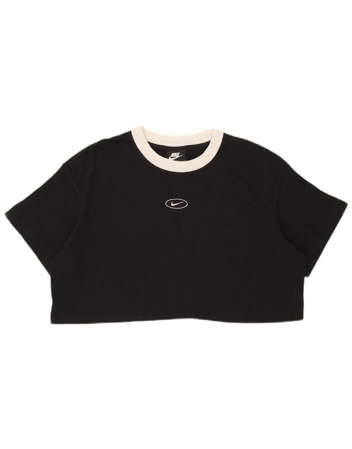 Nike Damen Crop Oversized T-Shirt Top UK 14 Medium Schwarz