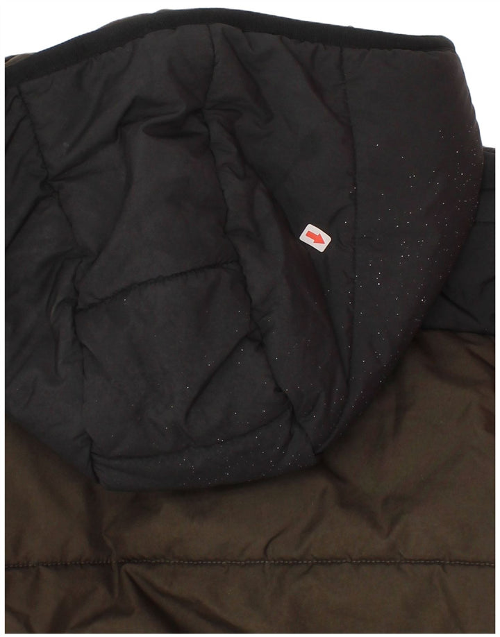Adidas Jungen wattierte Jacke mit Kapuze, 9–10 Jahre, Khaki, Colourblock-Polyester