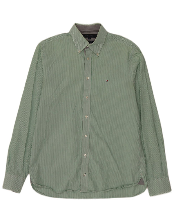 Tommy Hilfiger Herren-Hemd mit individueller Passform, klein, grün gestreift, Baumwolle