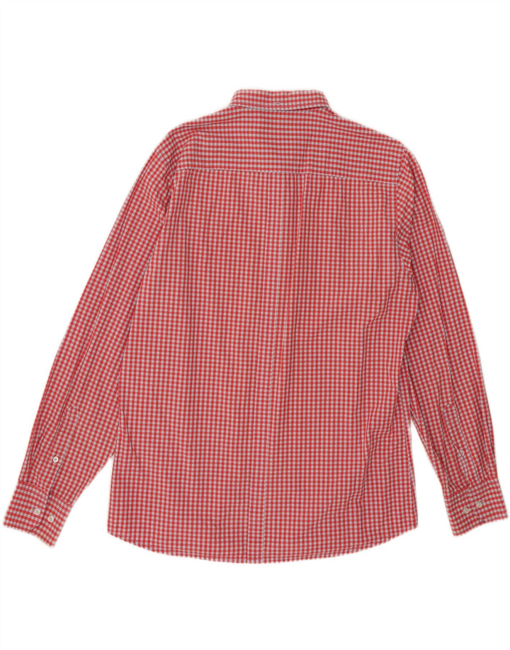 Le Shark Herrenhemd, großes rotes Gingham-Baumwollhemd
