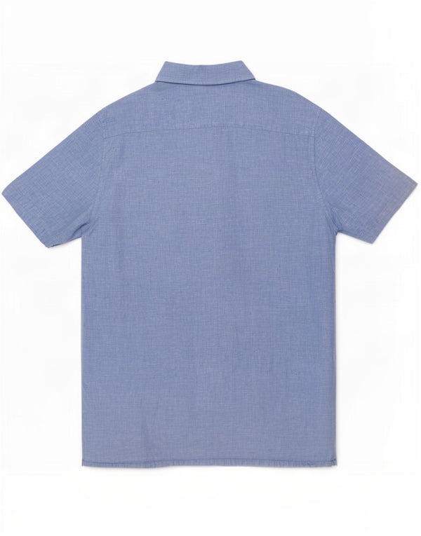 Crew Clothing Herren Kurzarm-Pulloverhemd XL, blaues Leinen