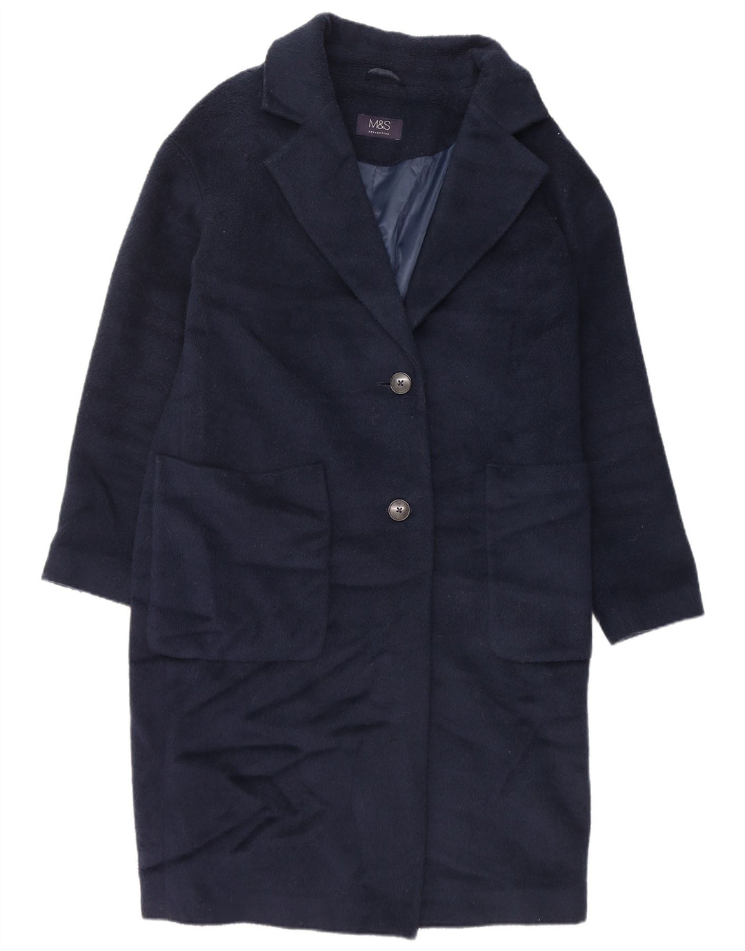 Marks & Spencer Damen Übergroßer Mantel UK 10 Small Marineblau Polyester