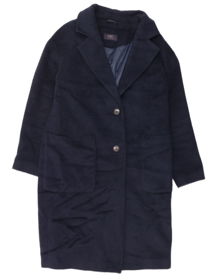 Marks & Spencer Damen Übergroßer Mantel UK 10 Small Marineblau Polyester