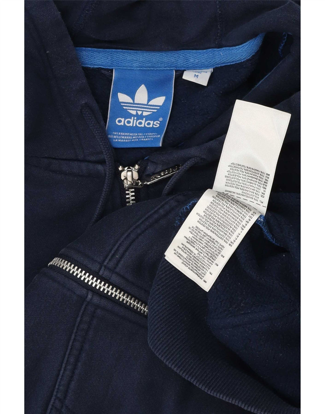 Adidas Herren-Kapuzenpullover mit Reißverschluss, mittlere marineblaue Baumwolle