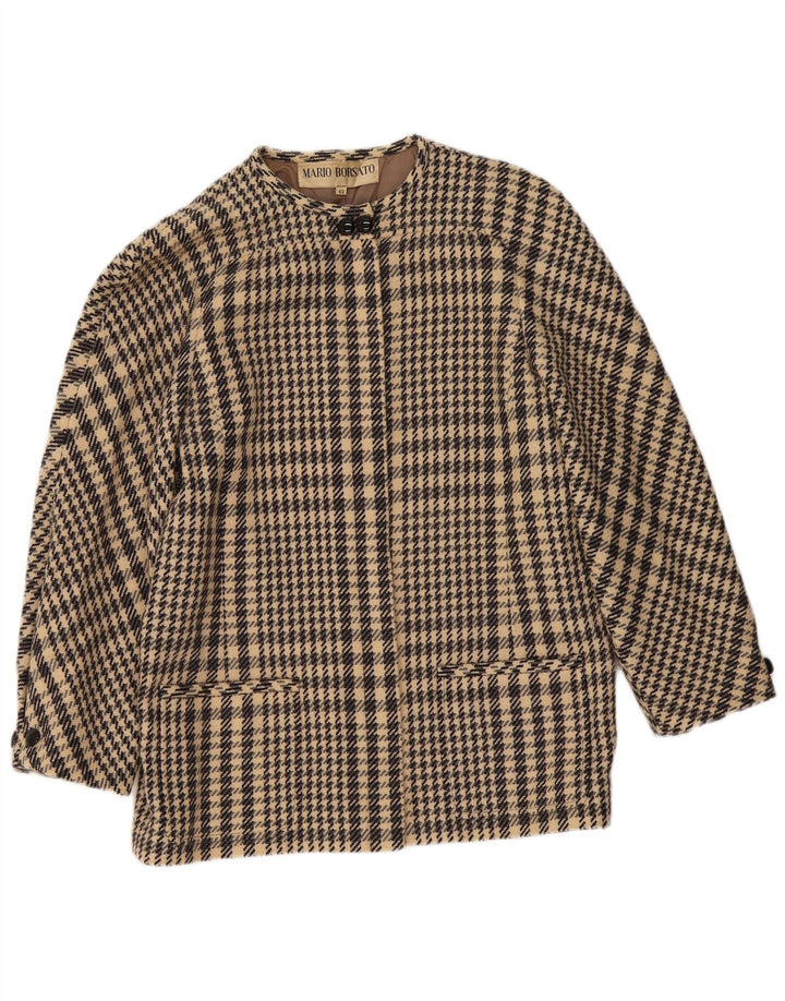 Mario Borsato Damen Blazer Jacke IT 42 Mittelbeige Hahnentrittwolle