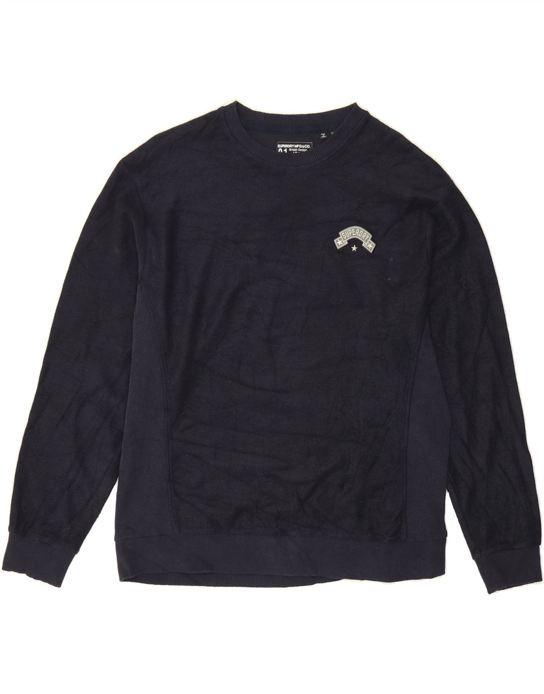 SUPERDRY Womens Oversized Sweatshirt Jumper UK 8 Small Navy Blue Cotton Vintage Superdry and Second-Hand Superdry from Messina Hembry 
